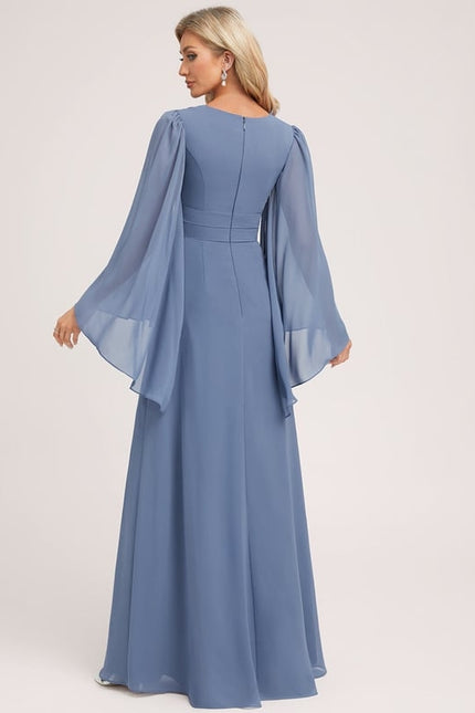 Robe Trapèze Longue Beige Élégante - gallery 1