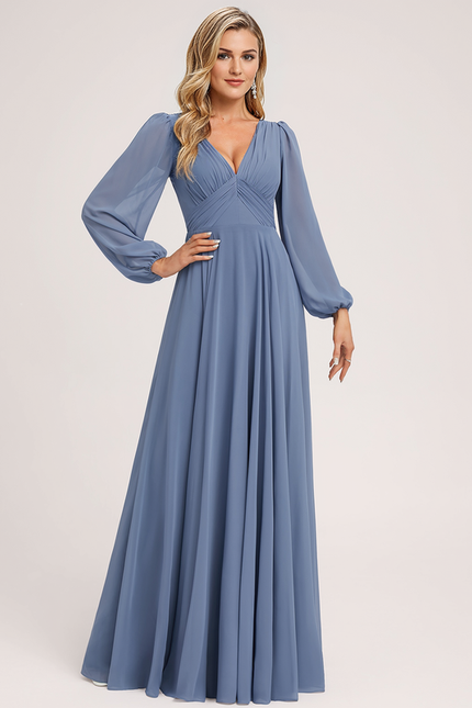 Robe Trapèze Longue Beige Élégante - gallery 2