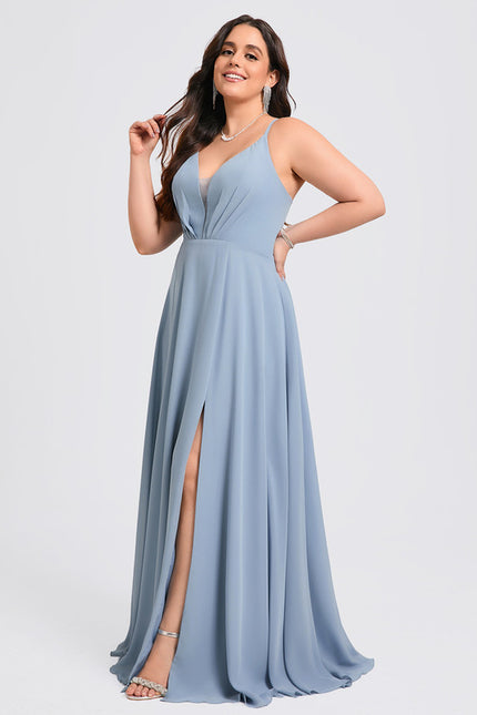 Robe Trapèze Longue Beige Élégante - gallery 7