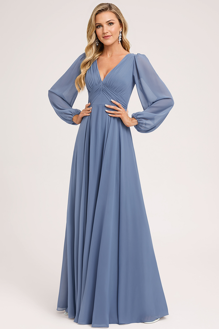 Robe Trapèze Longue Beige Élégante - gallery 1