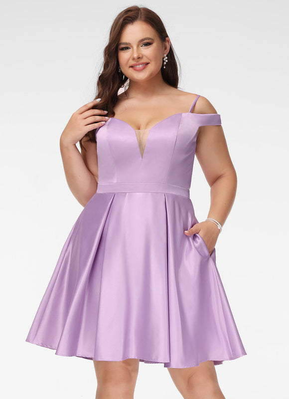 Robe Trapèze Lilas Satiné - gallery 5