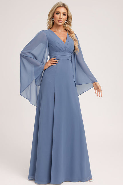 Robe Trapèze Longue Beige Élégante - gallery 3