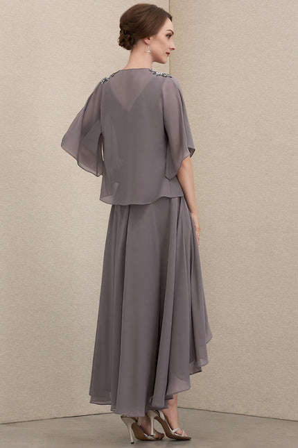 Robe Trapèze Gris Satiné Élégant - gallery 4