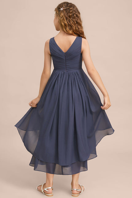 Robe Trapèze Bleu Nuit Flottant - gallery 7