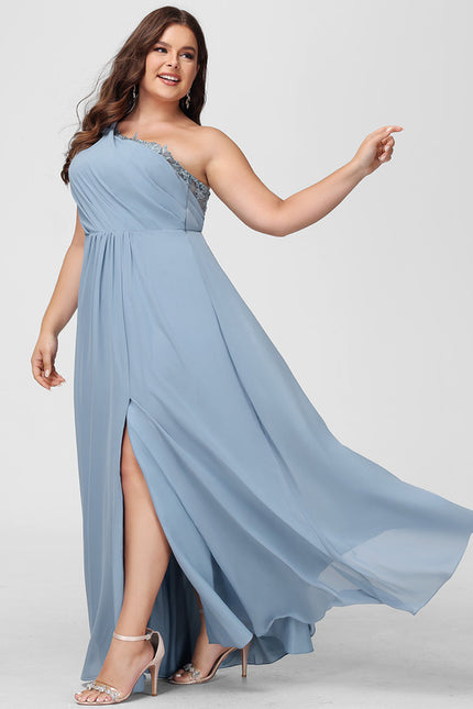 Robe Trapèze Bleu Ciel Décolletée Asymétrique - gallery 9