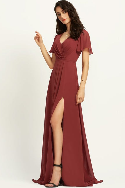 Robe Trapèze Longue Beige Élégante - gallery 2