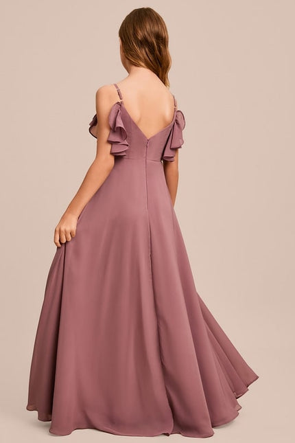 Robe Trapèze Mousseline Bleue - gallery 8