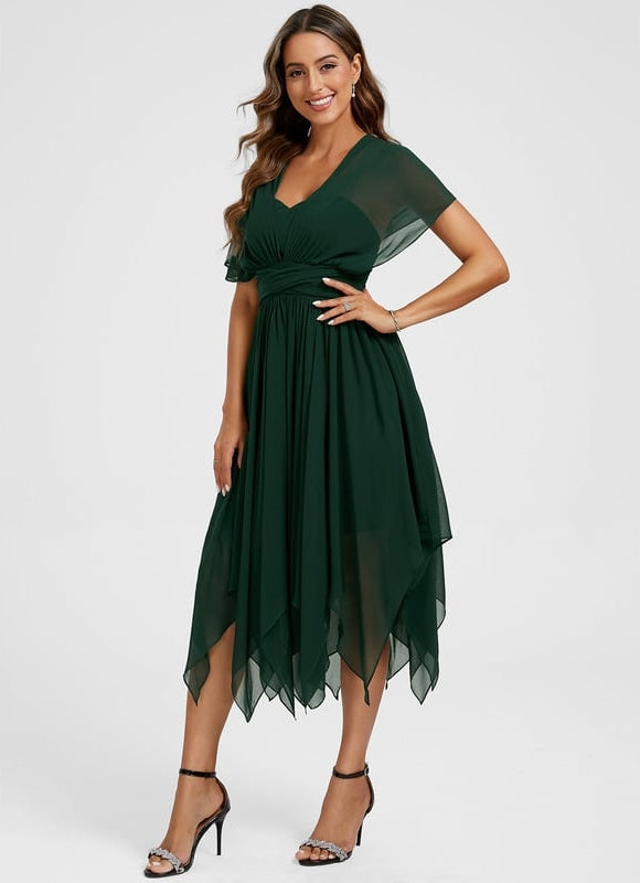 Robe Trapèze Mousseline Émeraude - gallery 6