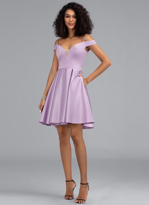 Robe Trapèze Lilas Satiné - gallery 2