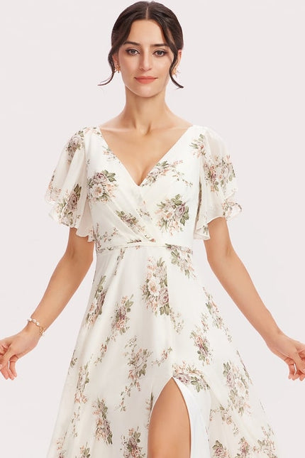 Robe Trapèze Longue Beige Élégante - gallery 3