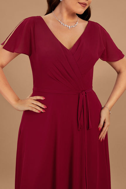 Robe Trapèze Longue Beige Élégante - gallery 7