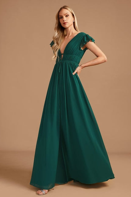 Robe Trapèze Longue Beige Élégante - gallery 5