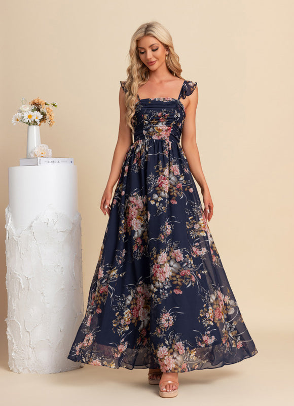 Robe Trapèze Nuit Florale Évasée