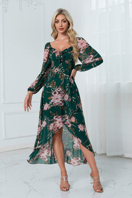 Robe Trapèze Florale Émeraude - gallery 6