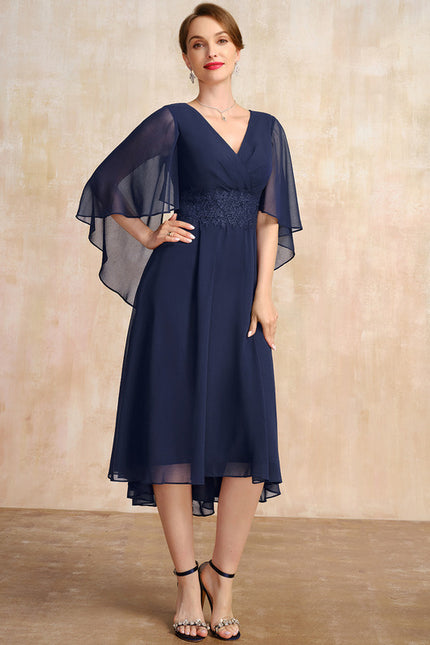 Robe Trapèze Chiffon Marine - gallery 4