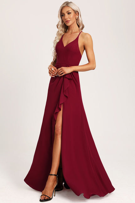 Robe Trapèze Longue Beige Élégante - gallery 6