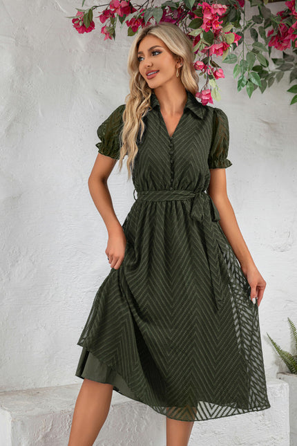 Robe Trapèze Marine Texturée - gallery 6