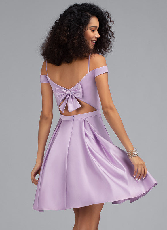 Robe Trapèze Lilas Satiné