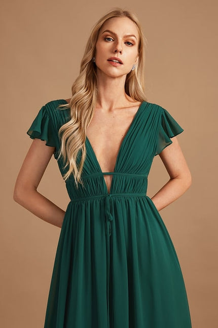 Robe Trapèze Longue Beige Élégante - gallery 6