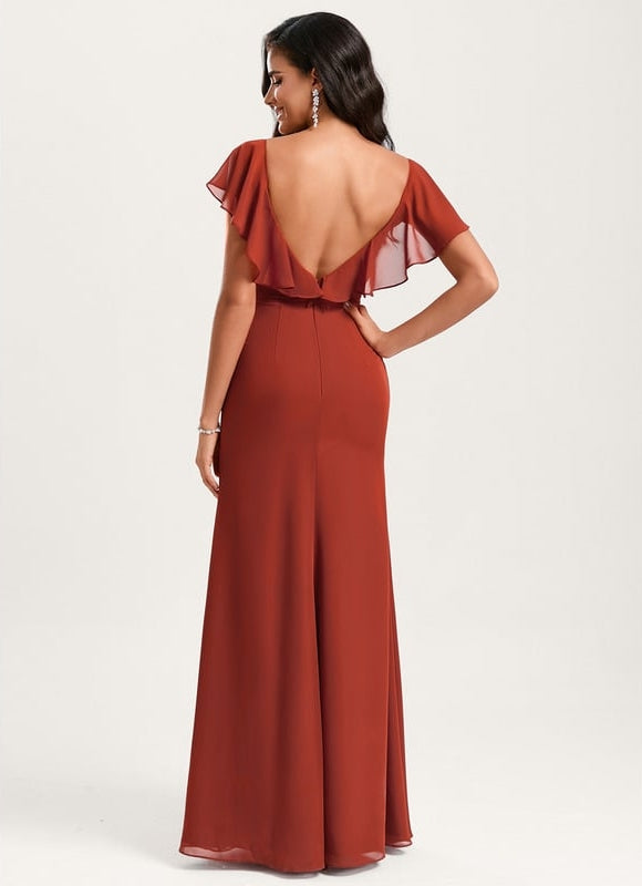 Robe Trapèze Mousseline Fendue - gallery 1