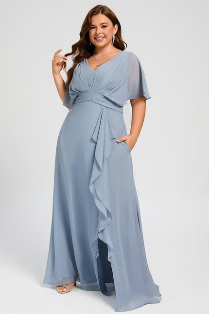 Robe Trapèze Mousseline Fendue - gallery 6