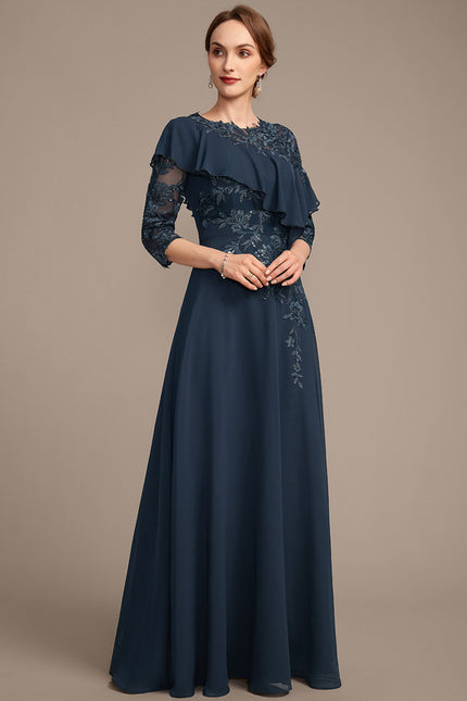 Robe Trapèze Marine Florale - gallery 4