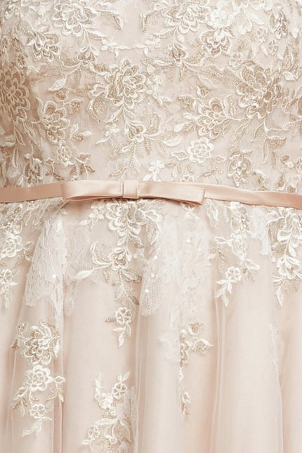 Robe Trapèze Lueur De Satin Rosé - gallery 5