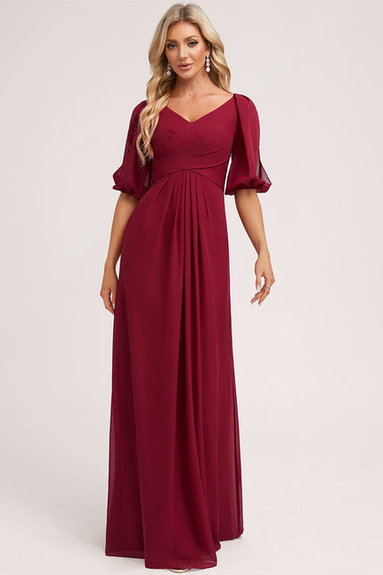 Robe Trapèze Longue Beige Élégante - gallery 3