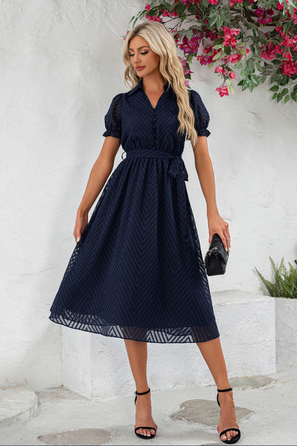 Robe Trapèze Marine Texturée