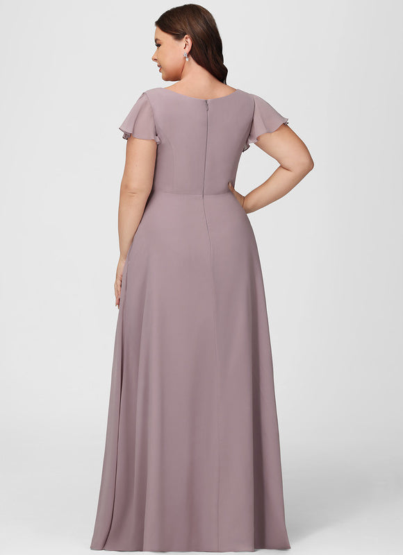 Robe Trapèze Mousseline Fendue - gallery 5