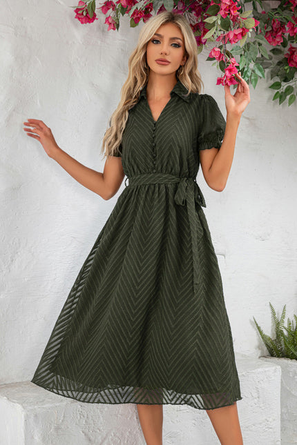 Robe Trapèze Marine Texturée - gallery 7