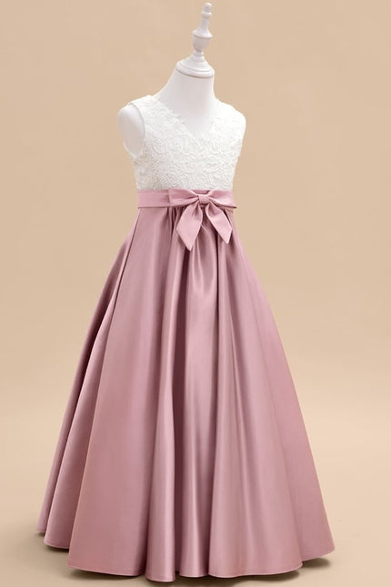 Robe Trapèze Mariage Enfant Satinée - gallery 2