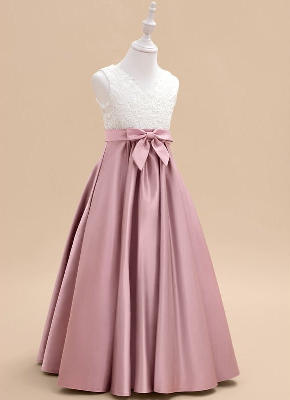 Robe Trapèze Mariage Enfant Satinée - gallery 2