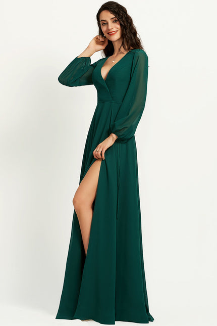 Robe Trapèze Longue Beige Élégante - gallery 2