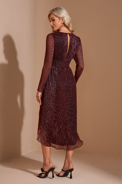 Robe Trapèze Bordeaux Éthéré - gallery 1