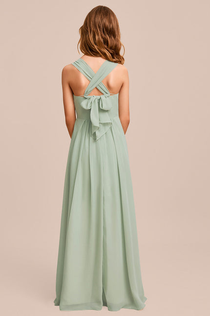 Robe Trapèze Mousseline Bleue - gallery 4