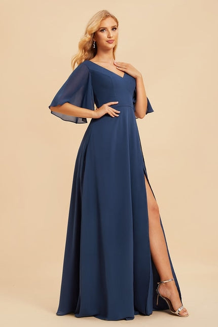 Robe Trapèze Longue Beige Élégante - gallery 3