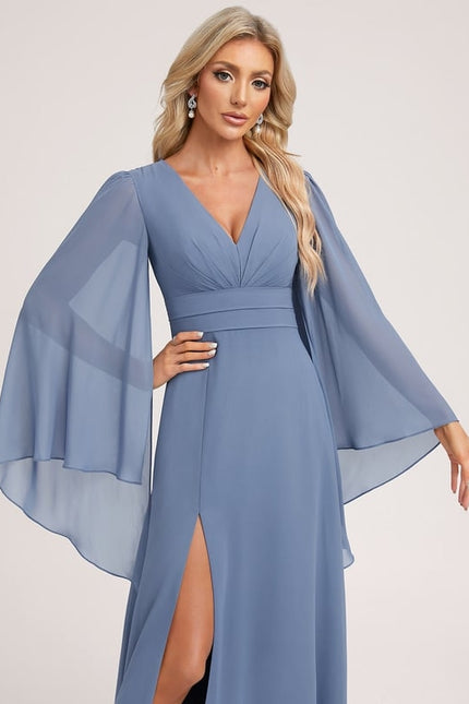 Robe Trapèze Longue Beige Élégante - gallery 5