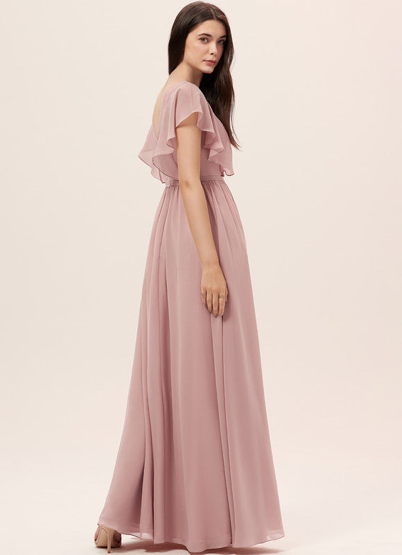 Robe Trapèze Longue Beige Élégante - gallery 1