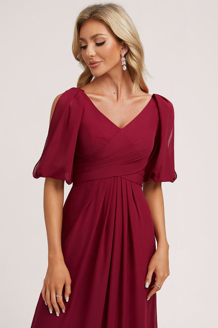 Robe Trapèze Longue Beige Élégante - gallery 5
