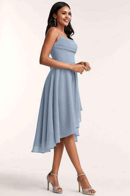 Robe Trapèze Mousseline Céleste - gallery 1