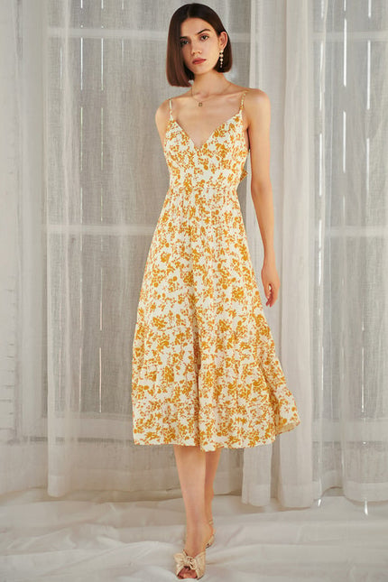 Robe Trapèze Jaune Florale - gallery 2