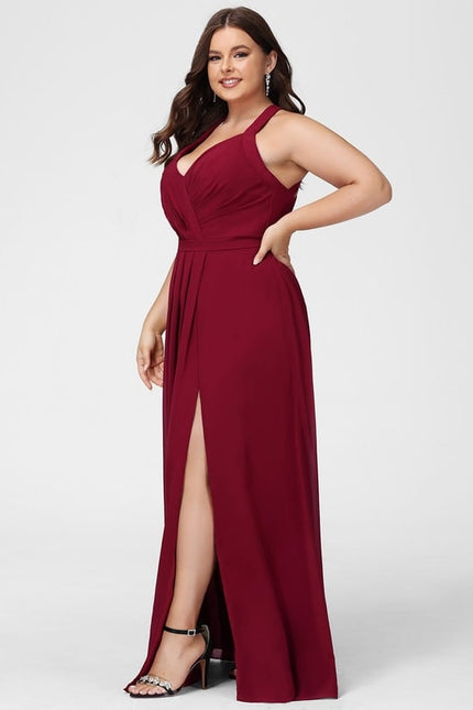 Robe Trapèze Longue Beige Élégante - gallery 6