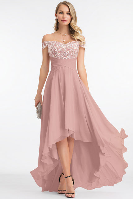 Robe Trapèze Dentelle Asymétrique - gallery 1