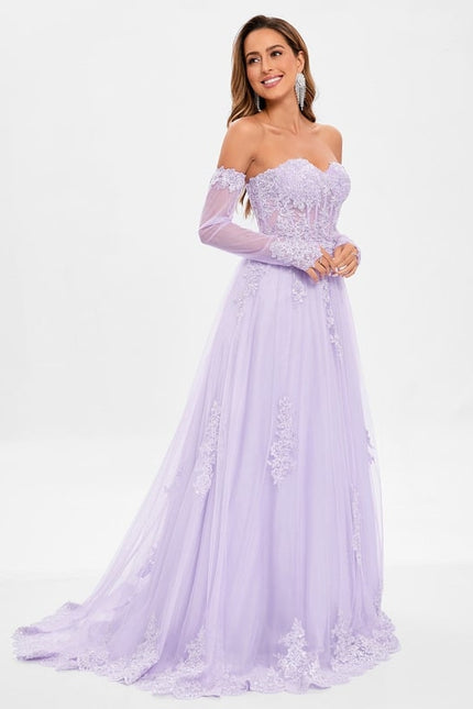 Robe Trapèze Lavande Élégante - gallery 4