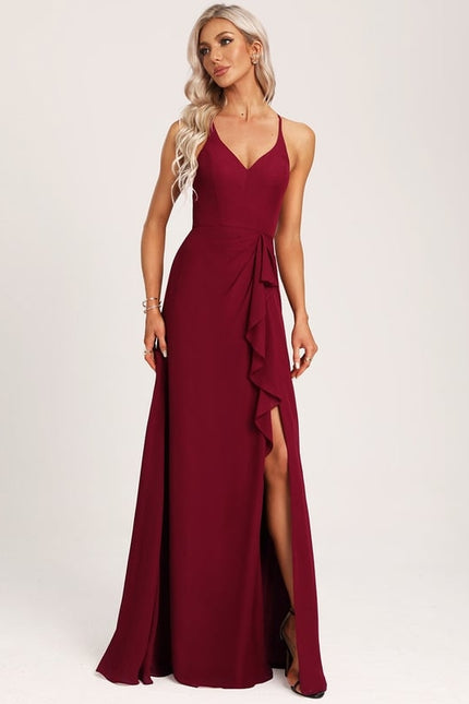 Robe Trapèze Longue Beige Élégante - gallery 5
