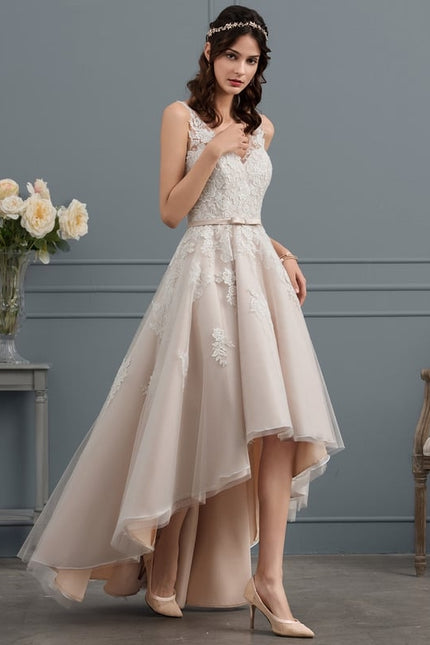 Robe Trapèze Lueur De Satin Rosé - gallery 1