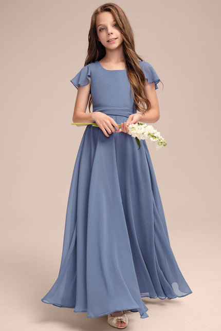 Robe Trapèze Mousseline Bleue