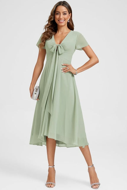 Robe Trapèze Flottante Verte - gallery 3