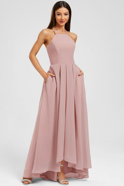 Robe Trapèze Mousseline Rose - gallery 2